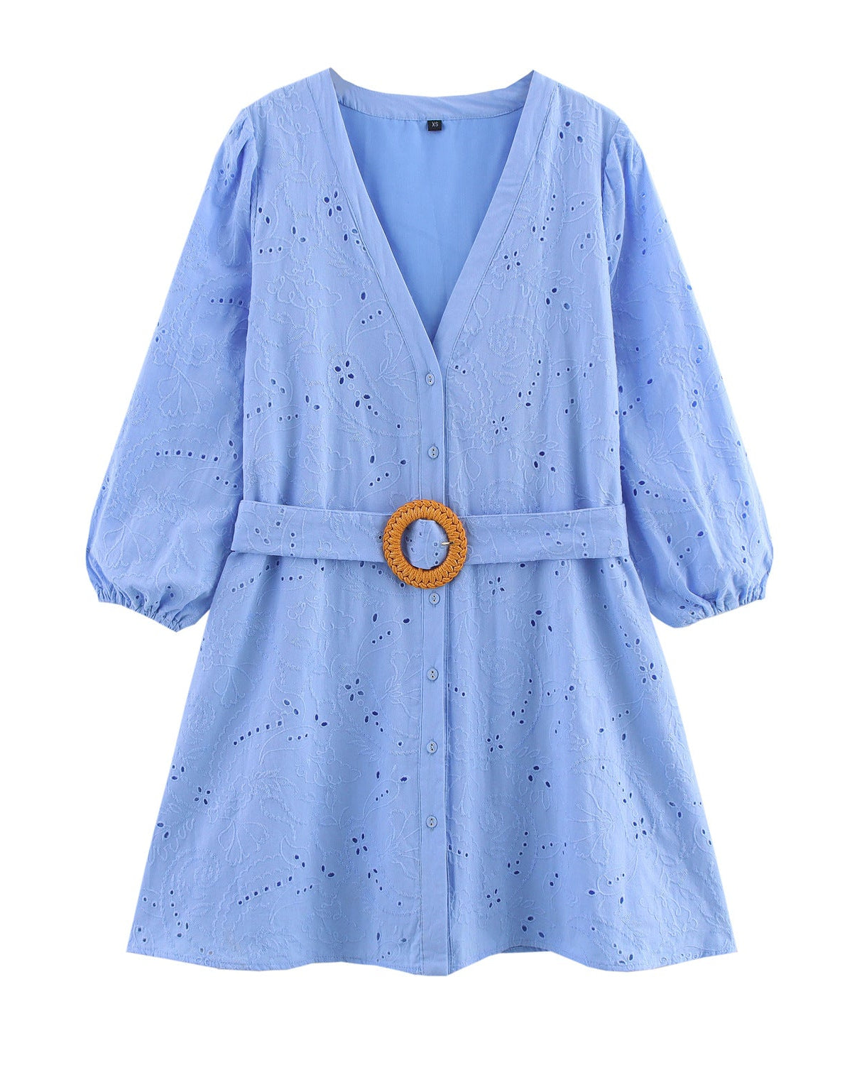 Donella Eyelet Mini Dress With Belt