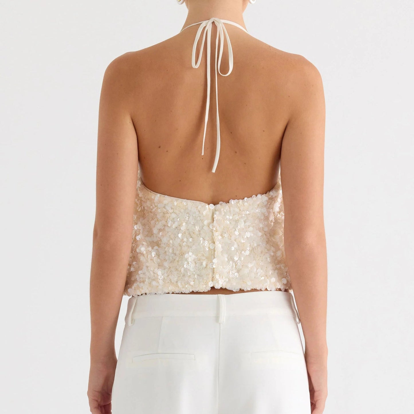 Vee Sequin Cowl Top