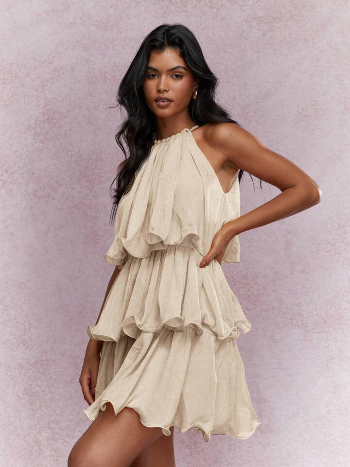Dovie Halterneck Ruffle Mini Dress