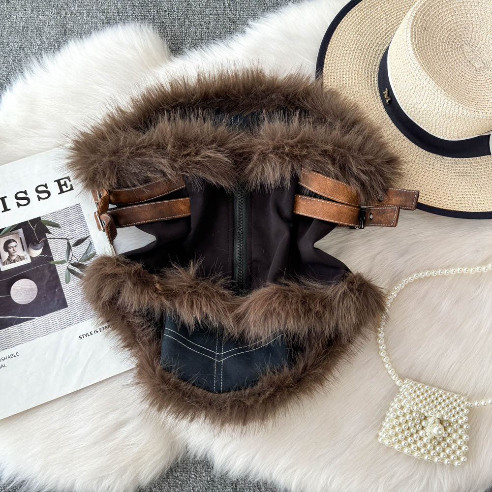 Clio Fur Tube Top In Black