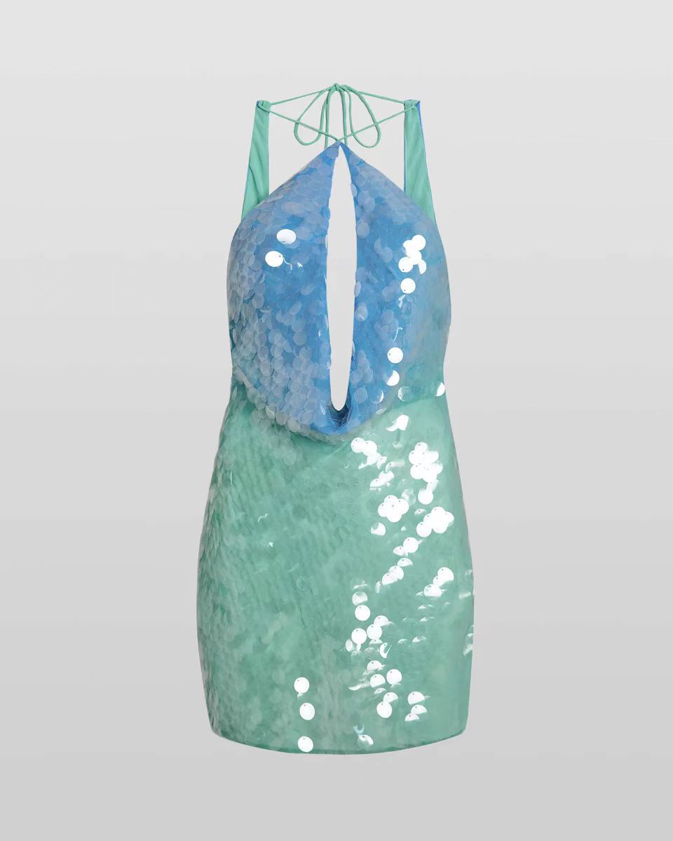 Yara Ombre Sequin Cowl Mini Dress
