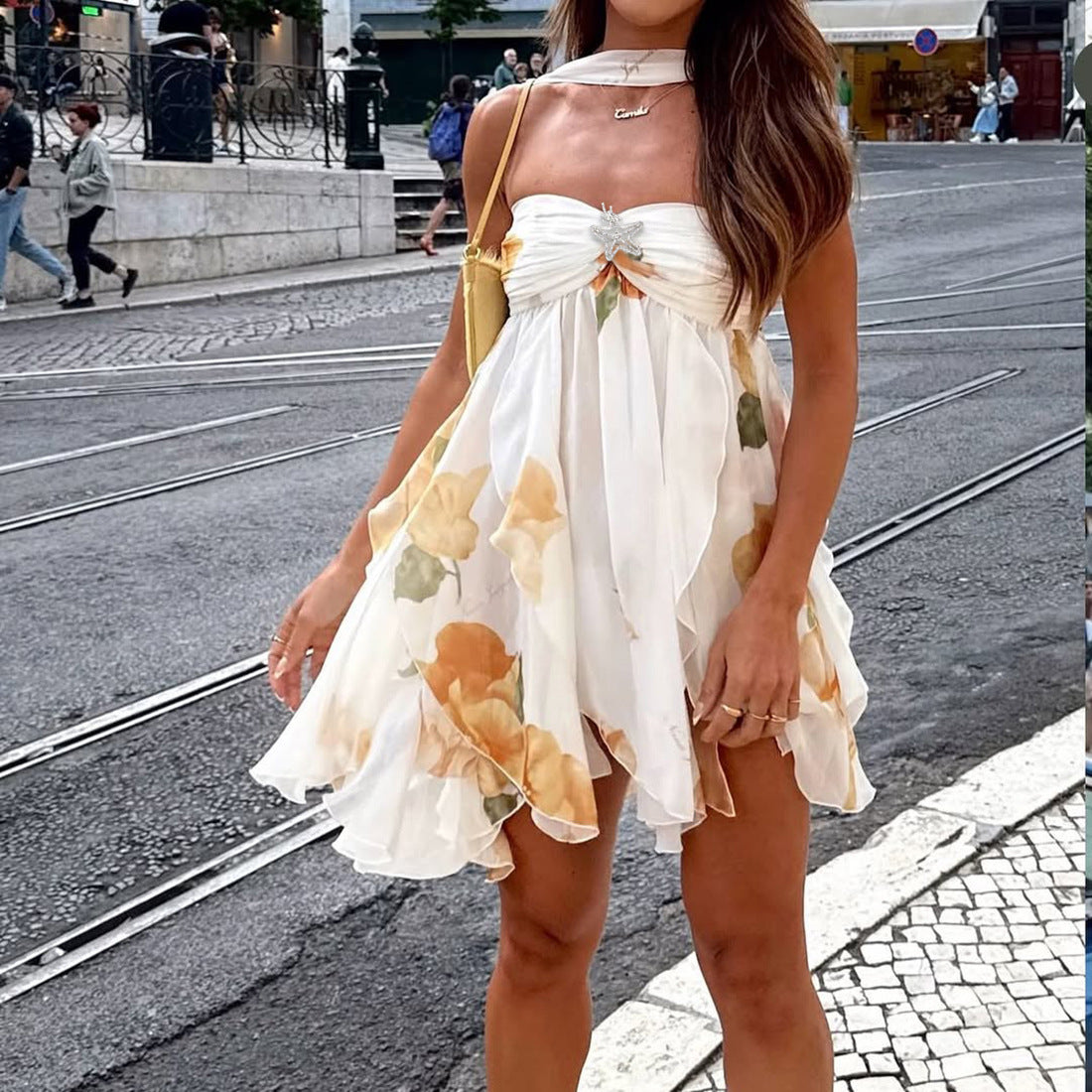 Inez Floral Ruffle Mini Dress