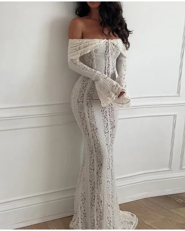 Hansel Off Shoulder Lace Maxi Dress
