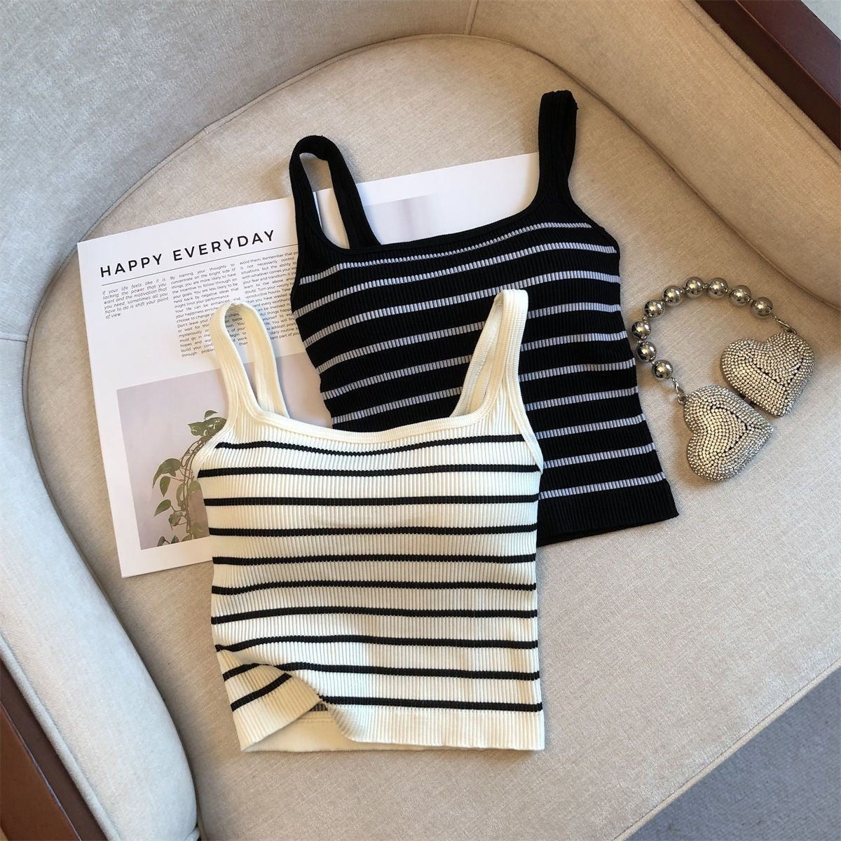 Marisa Striped Crop Padded Top