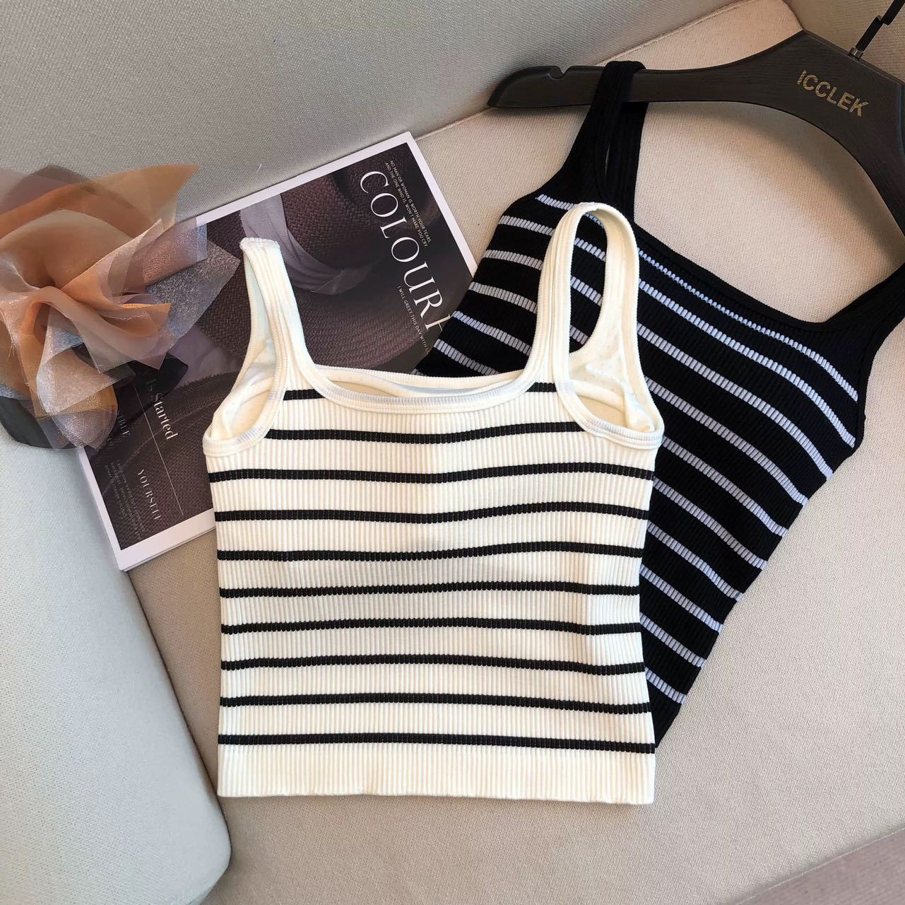 Marisa Striped Crop Padded Top