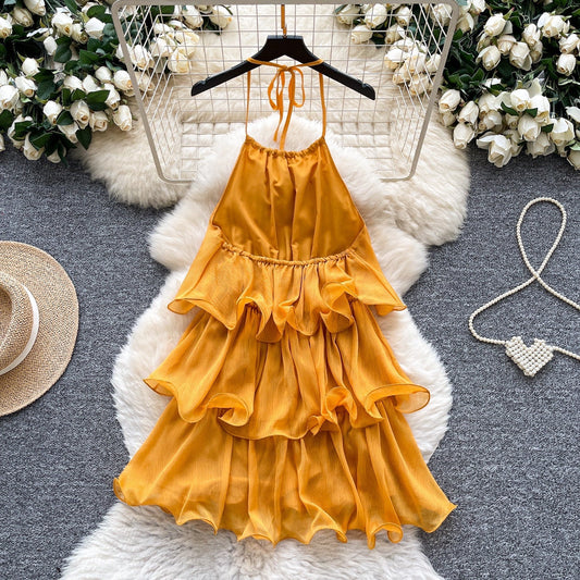 Adela Halterneck Ruffle Mini Dress