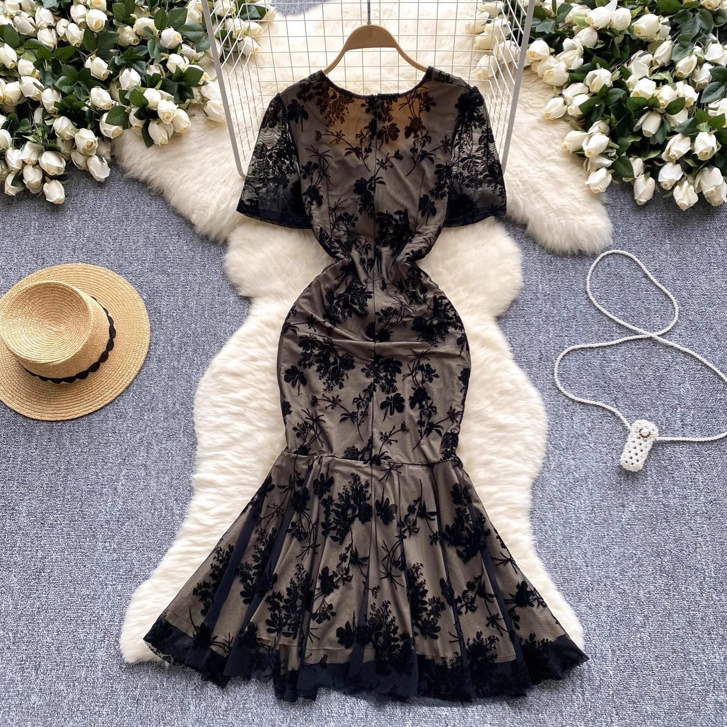 Canan Embossed Floral Padded Dress