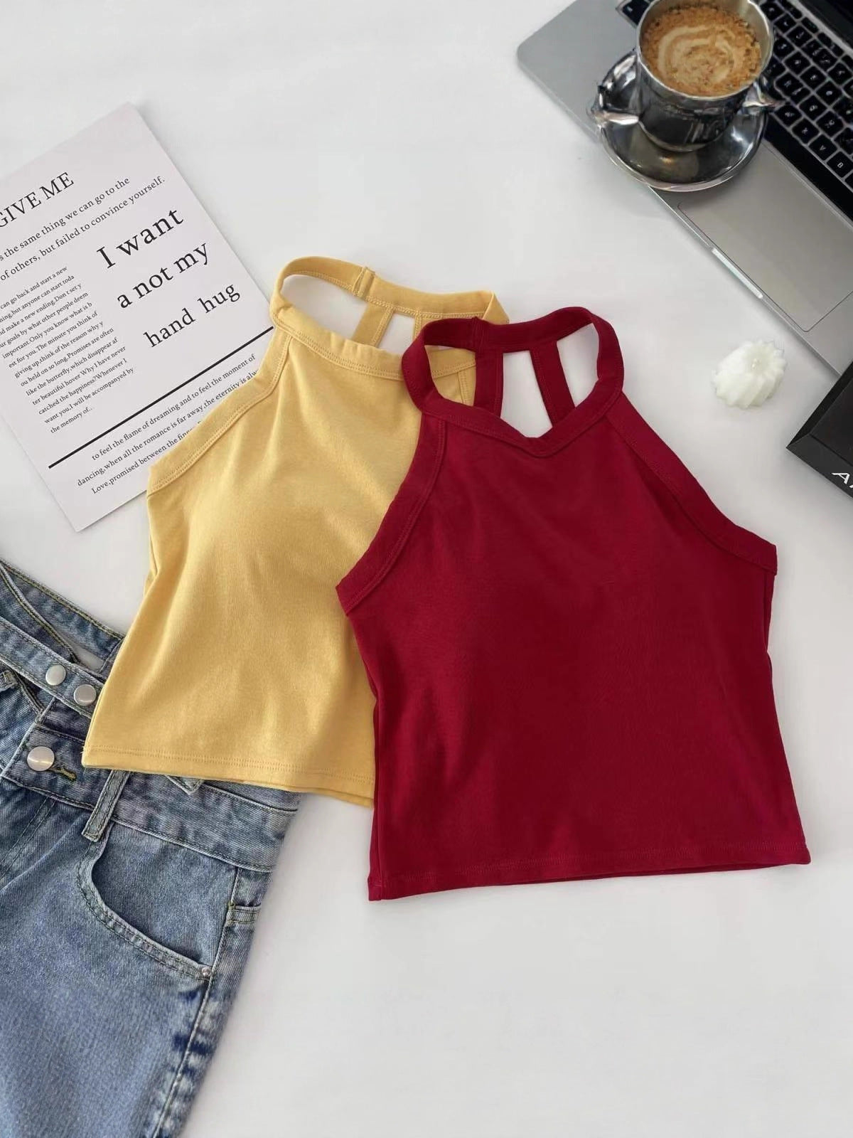 Ambre Halterneck Crop Padded Top