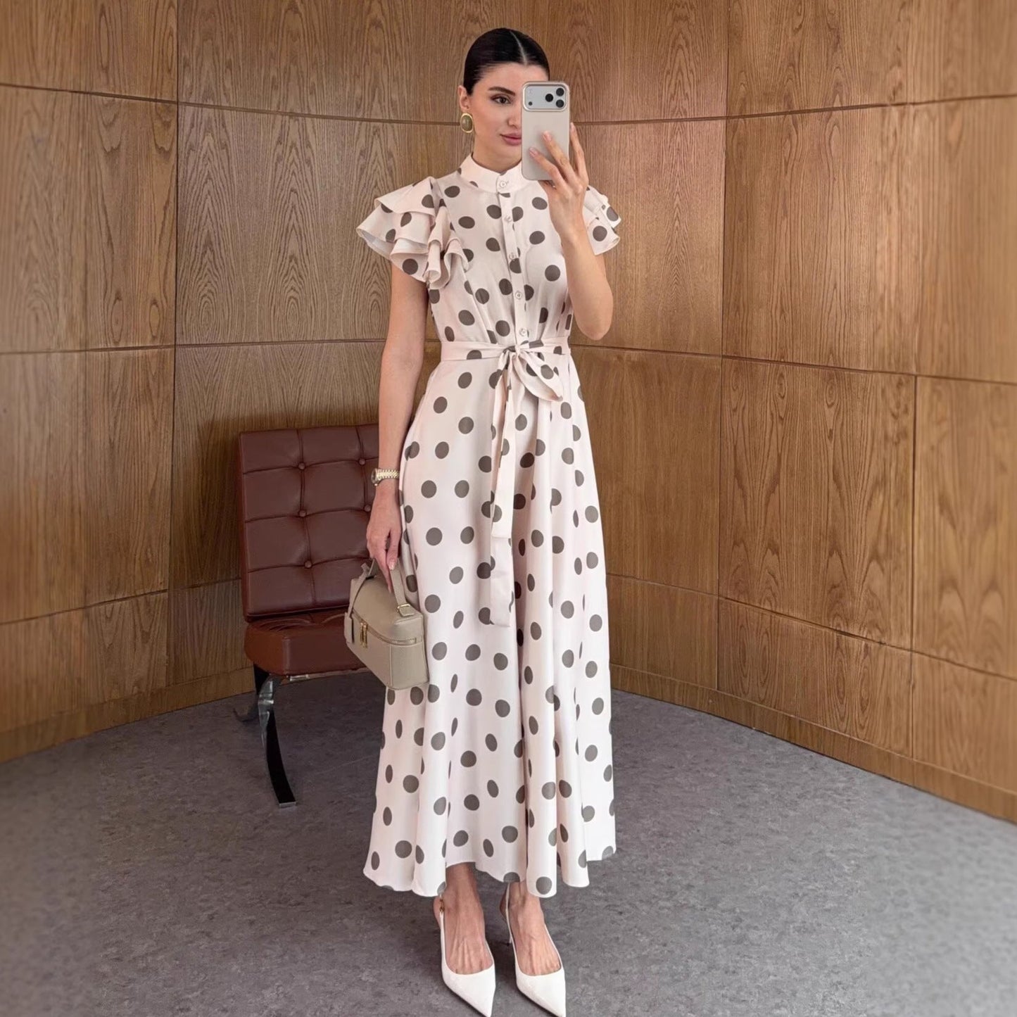 Noemie Ruffle Polka Maxi Dress
