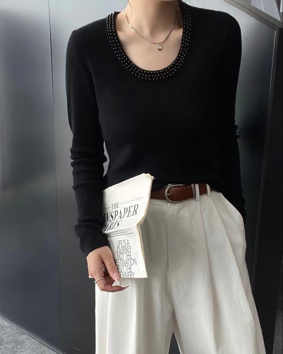 Caroline Pearl Soft Knit Pullover