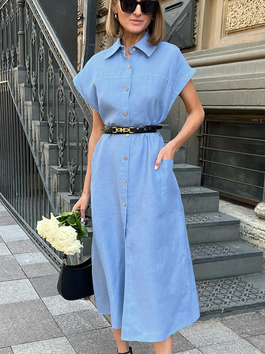 Elena Shirt Midi Dress With Belt