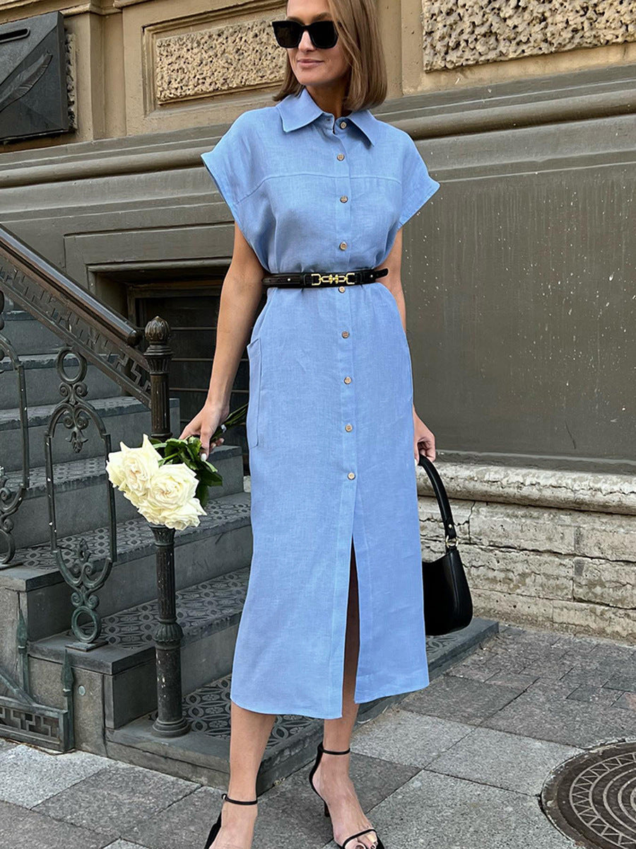 Elena Shirt Midi Dress With Belt