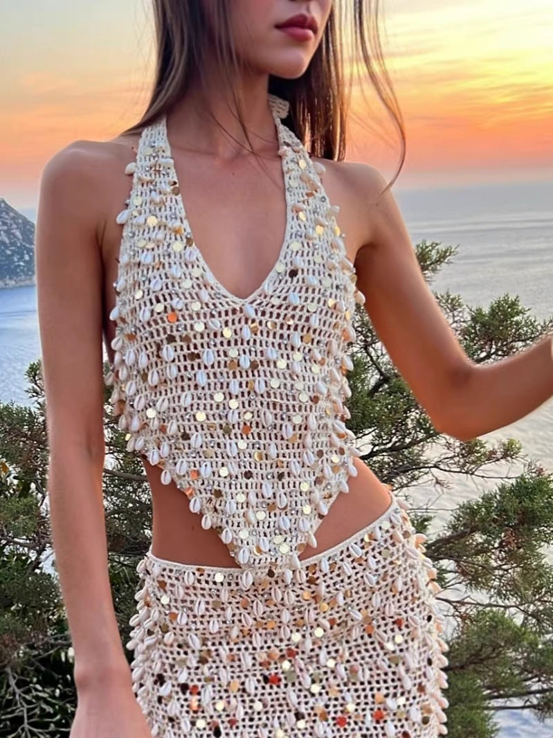 Bea Sequin Crochet Coord Skirt Set