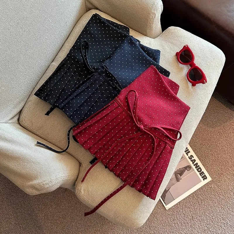 Billie Pleats Bow Polka Skorts