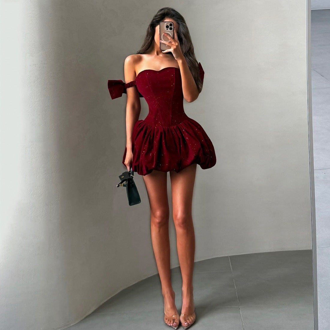 Elsa Shimmer Mini Flared Dress