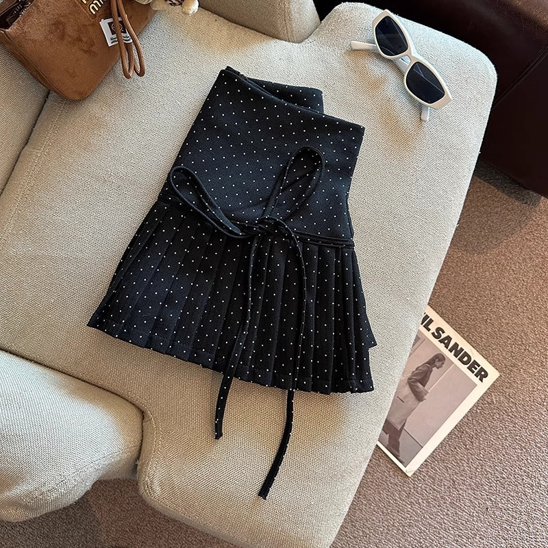 Billie Pleats Bow Polka Skorts