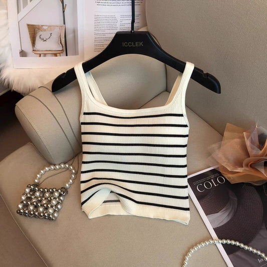 Marisa Striped Crop Padded Top