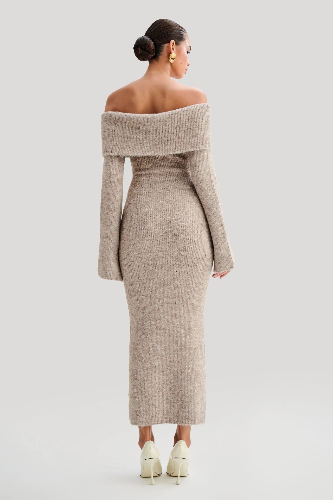 Oliana Off Shoulder Woolen Dress