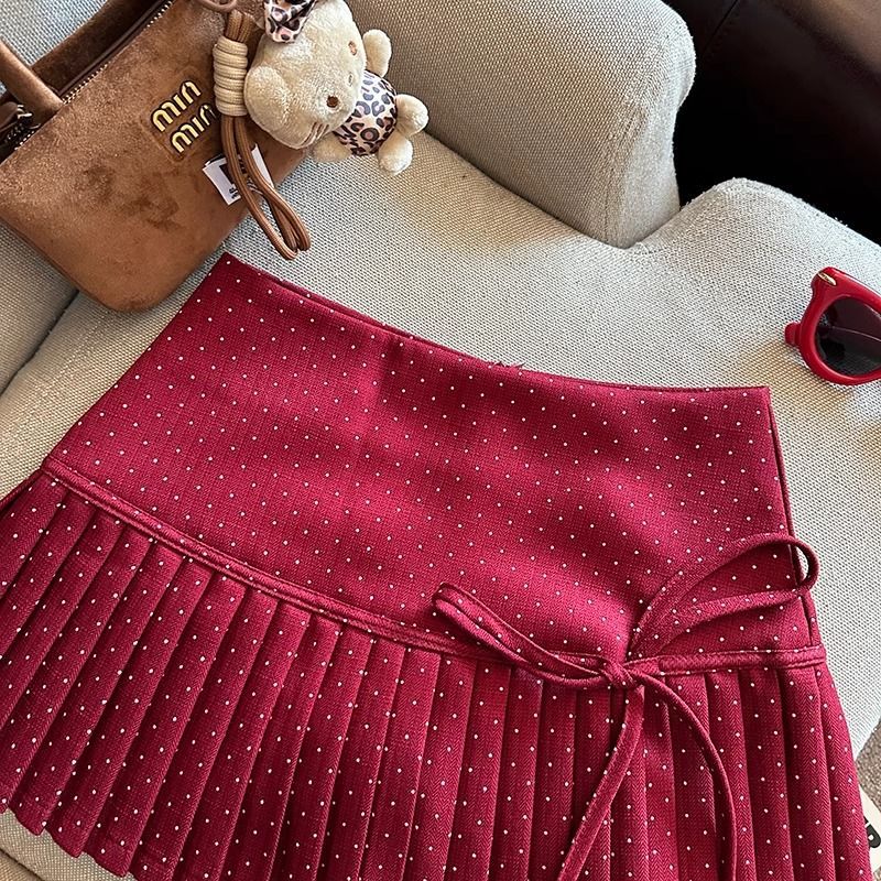 Billie Pleats Bow Polka Skorts