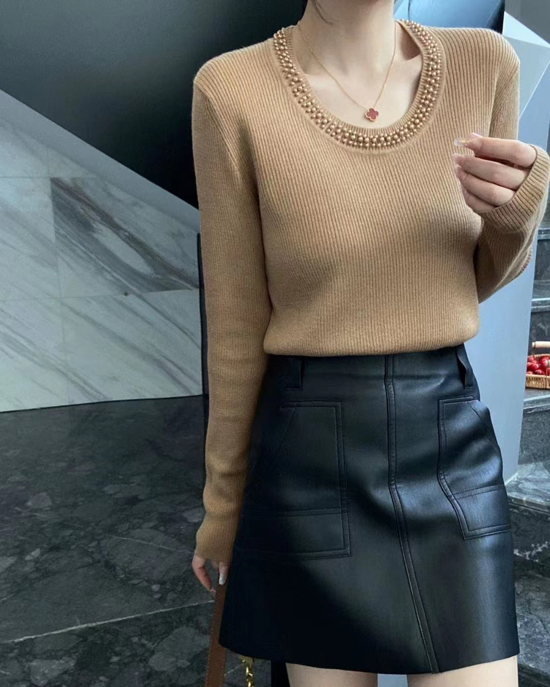 Caroline Pearl Soft Knit Pullover