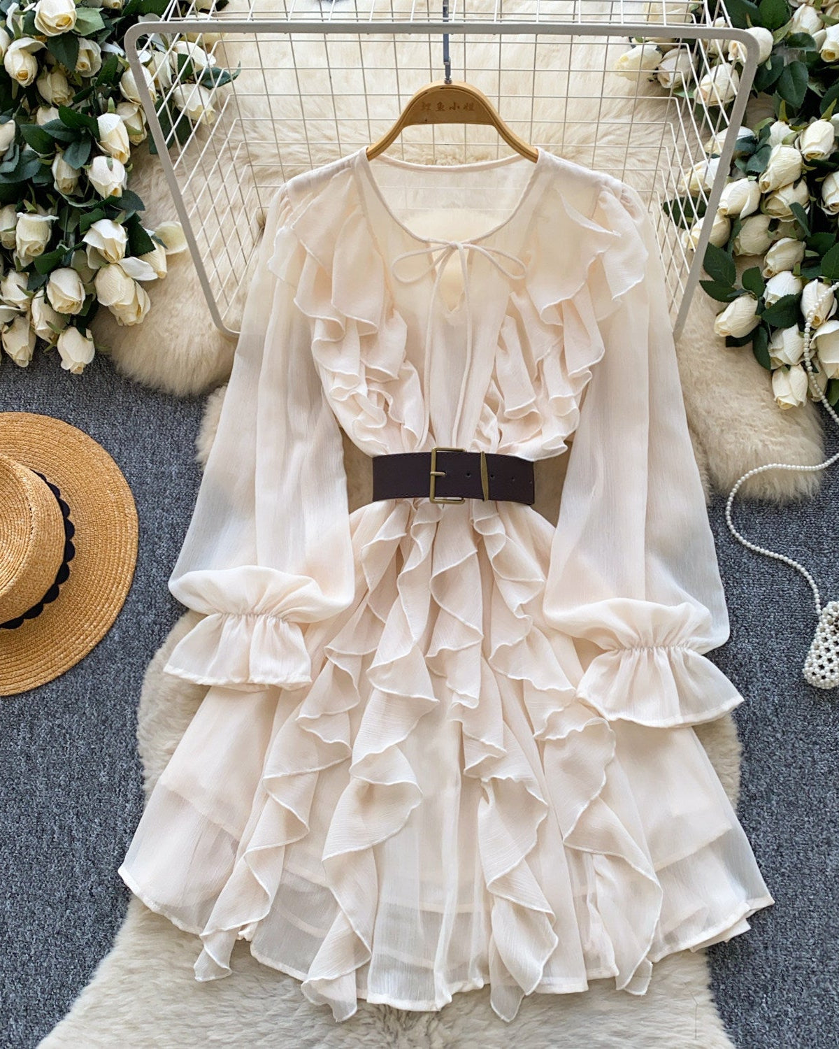 Kara Ruffle Mini Dress With Belt
