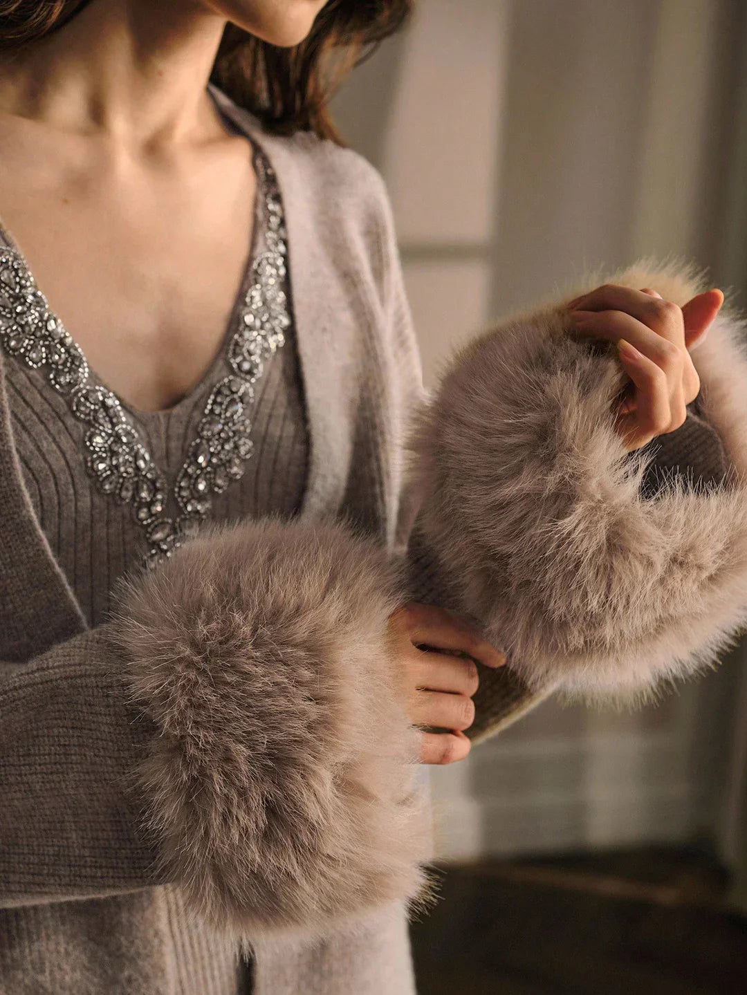 Danica Top With Fur Cape Sweater