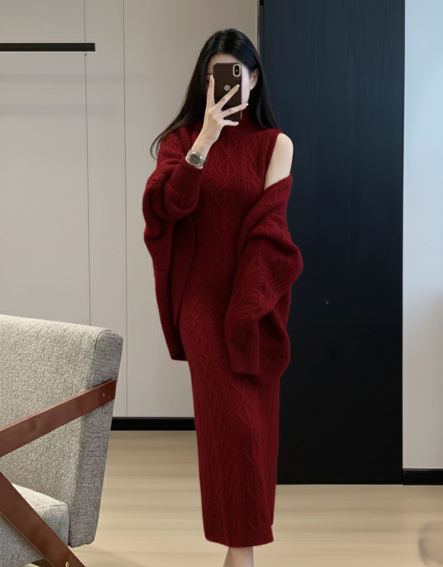 Elda Luxe Winter Dress With Cape
