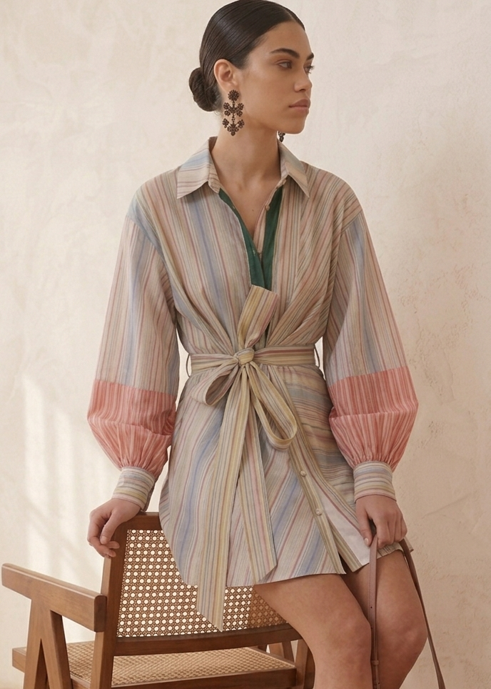 Beryl Striped Mini Dress With Top