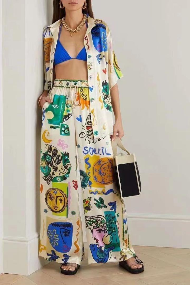 Harvey Summer Holiday Abstract Coord Set In Multicolor