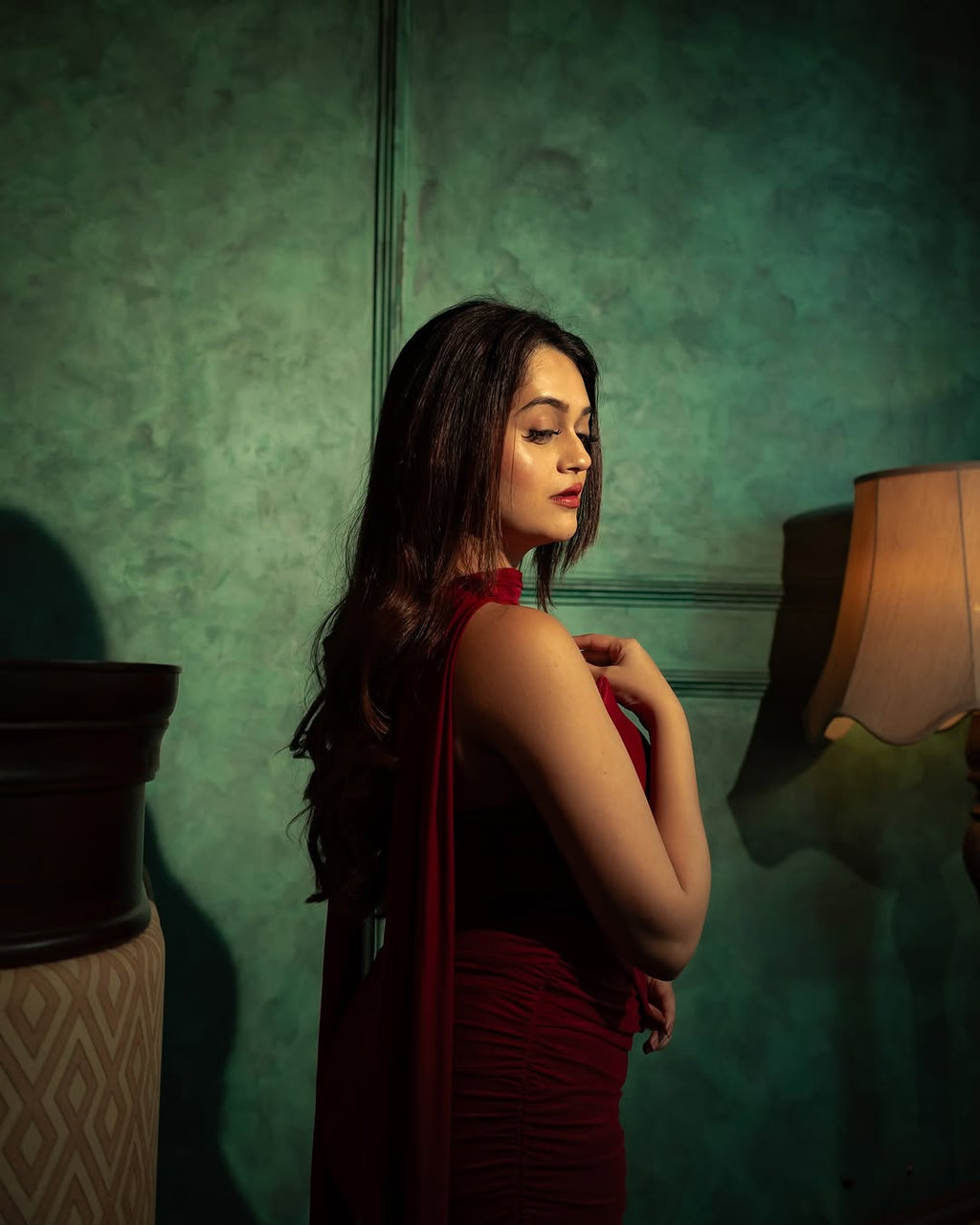 Alara Summer Set of Top And Skirt With Scarf In Maroon