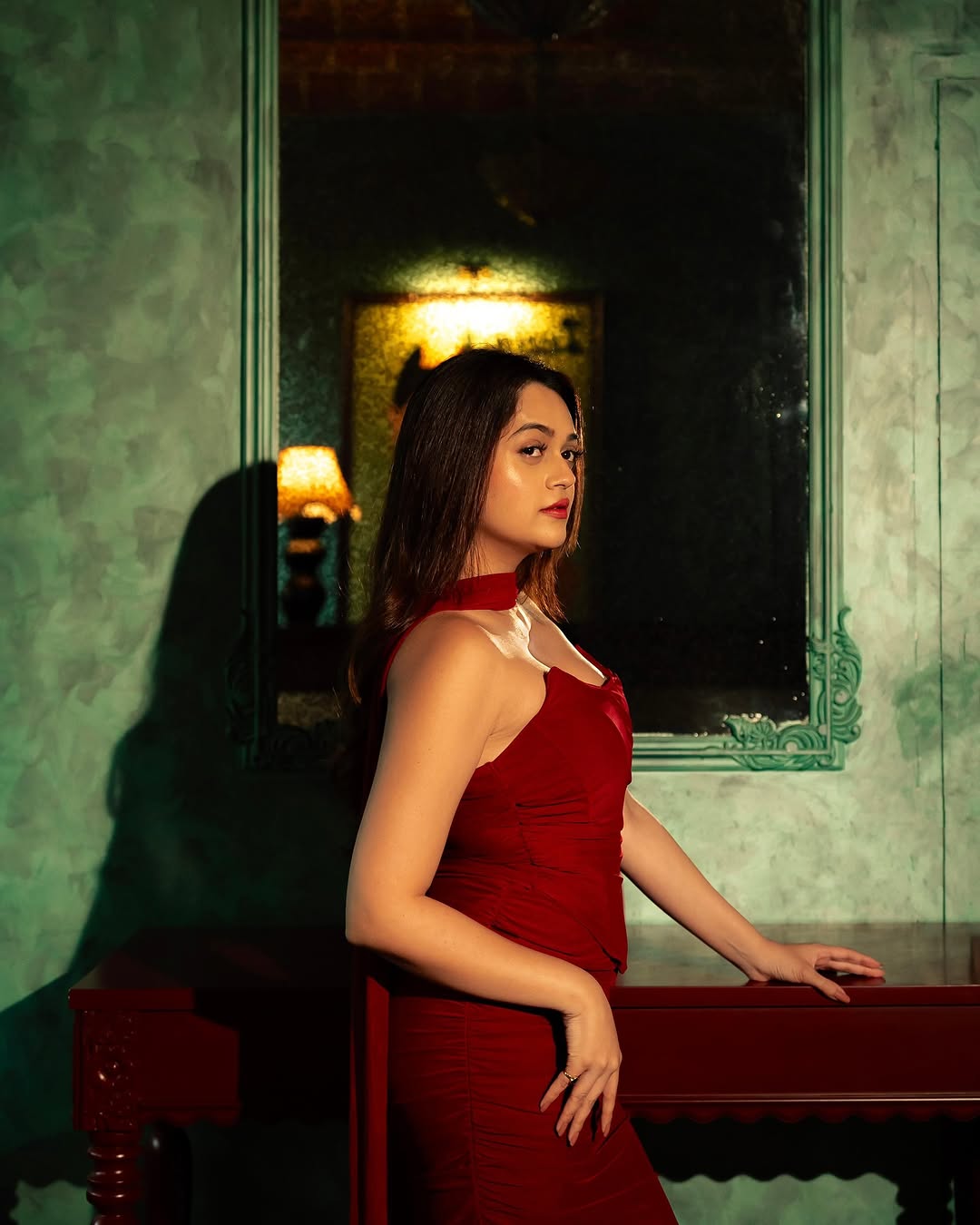 Alara Summer Set of Top And Skirt With Scarf In Maroon