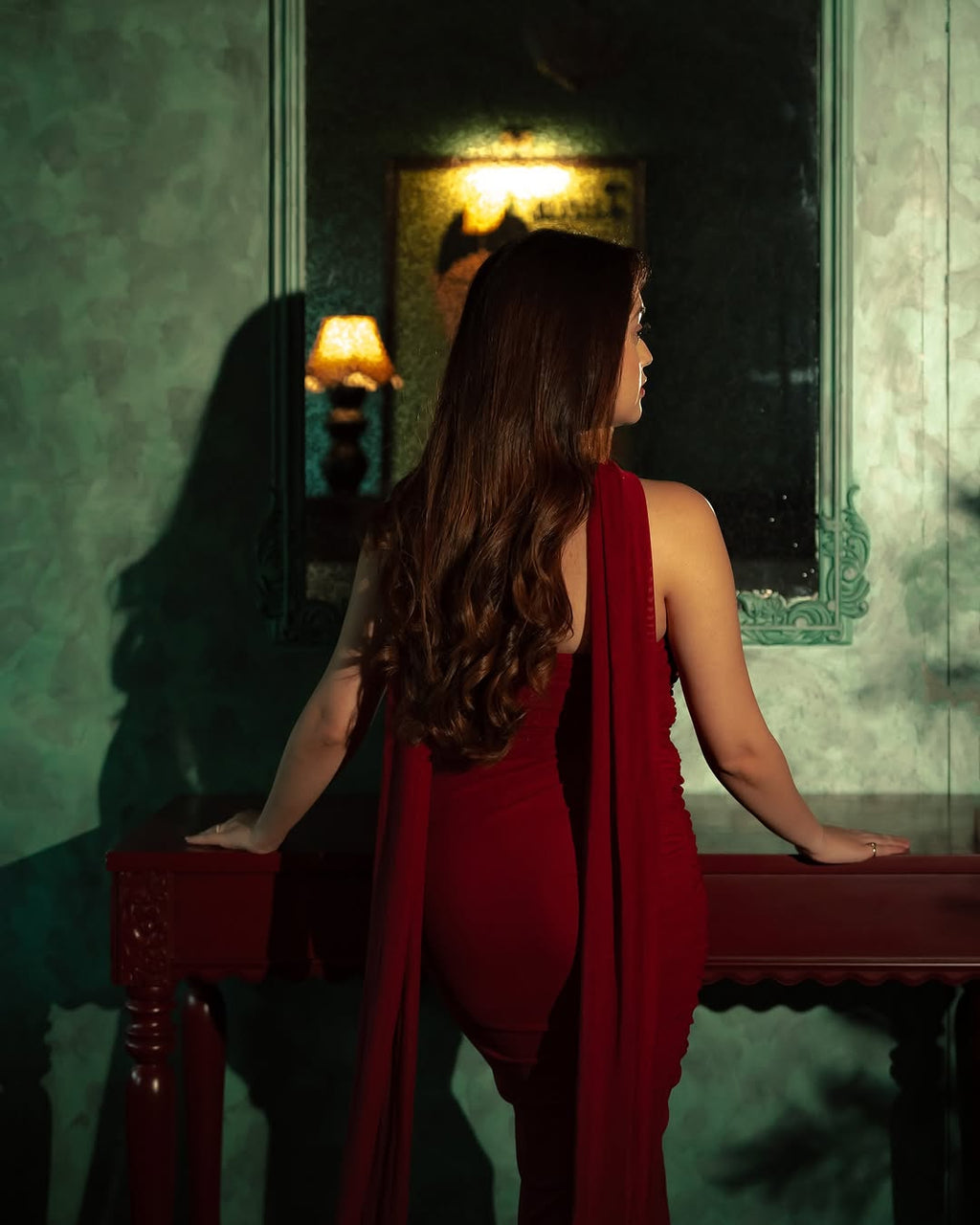 Alara Summer Set of Top And Skirt With Scarf In Maroon