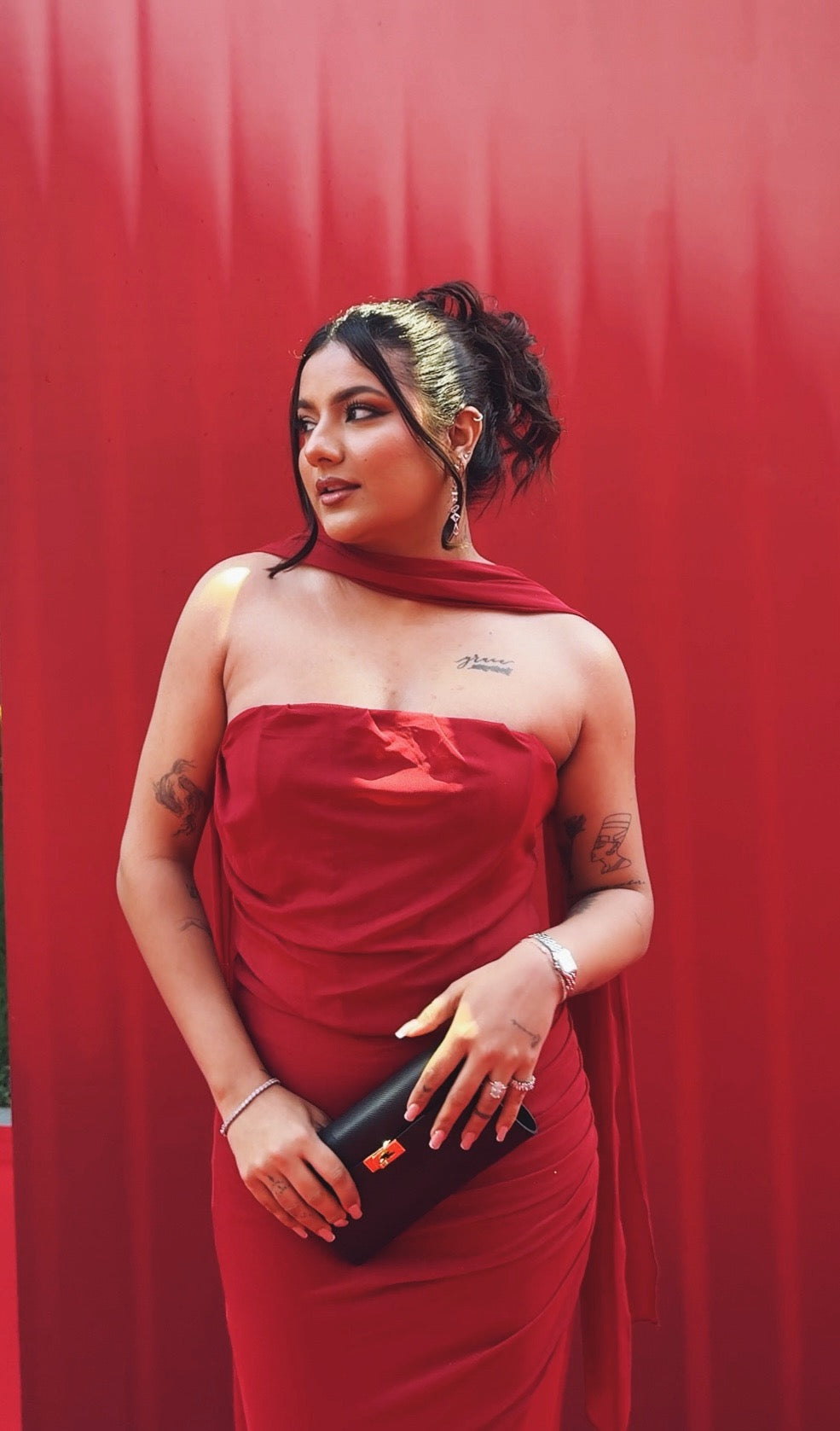 Alara Summer Set of Top And Skirt With Scarf In Maroon