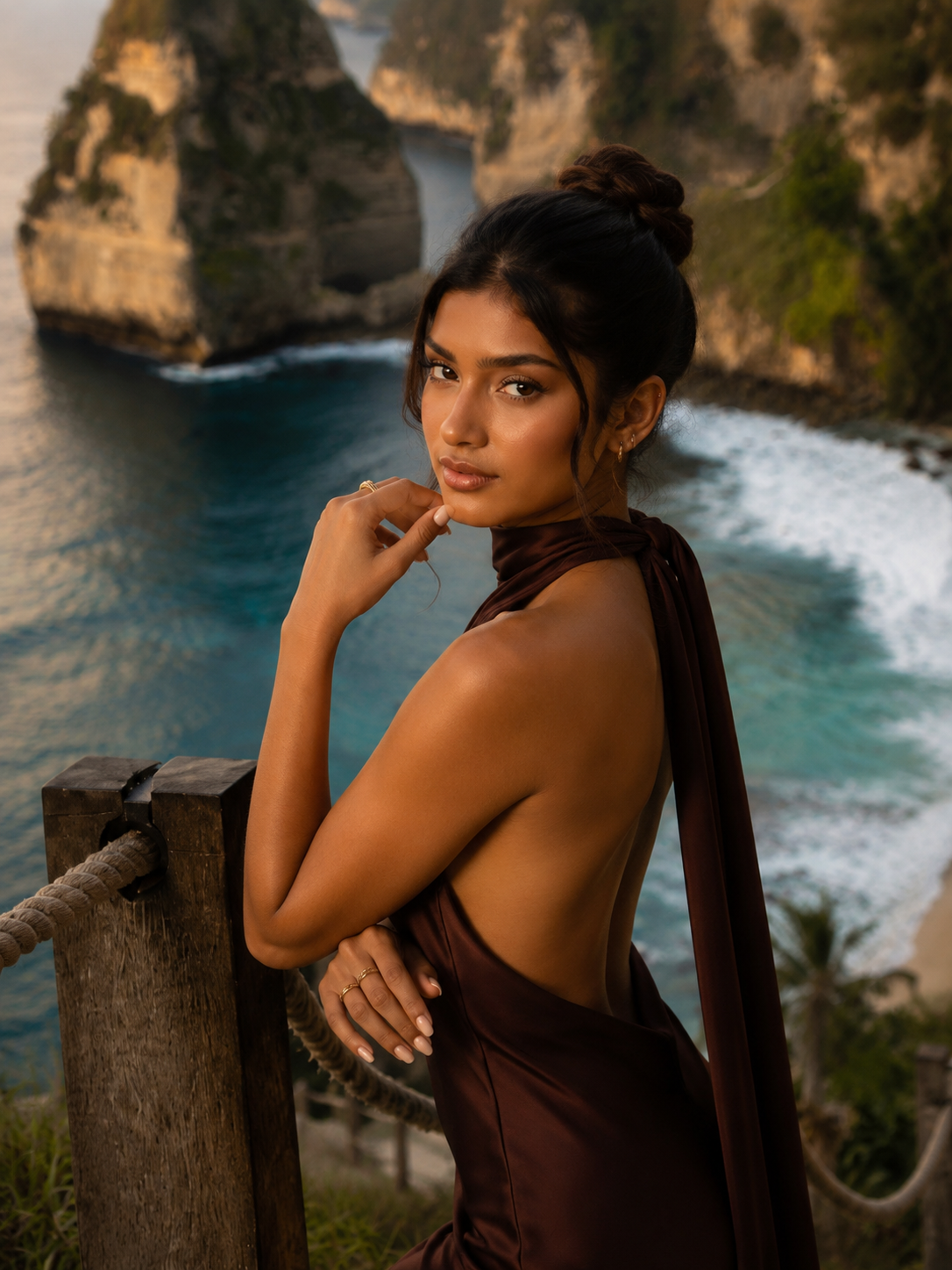 Rachel Halterneck Slit Maxi Dress