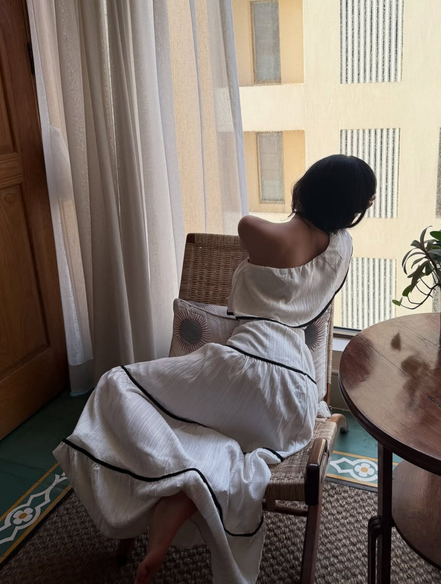 Valentino One-Shoulder Top With Skirt Coord Sets In White