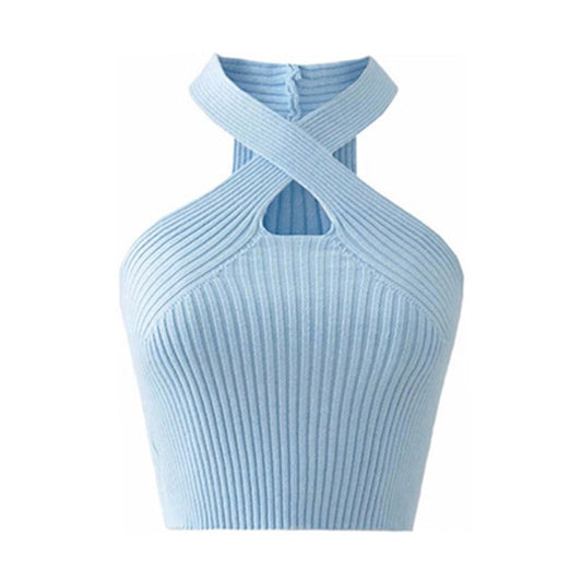 Sansa Statement Summer Tank Top In Blue