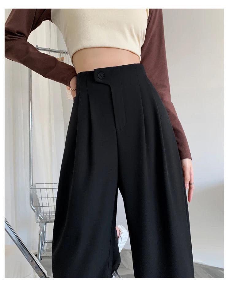 Redra Buttoned High Waist Pants In Olive