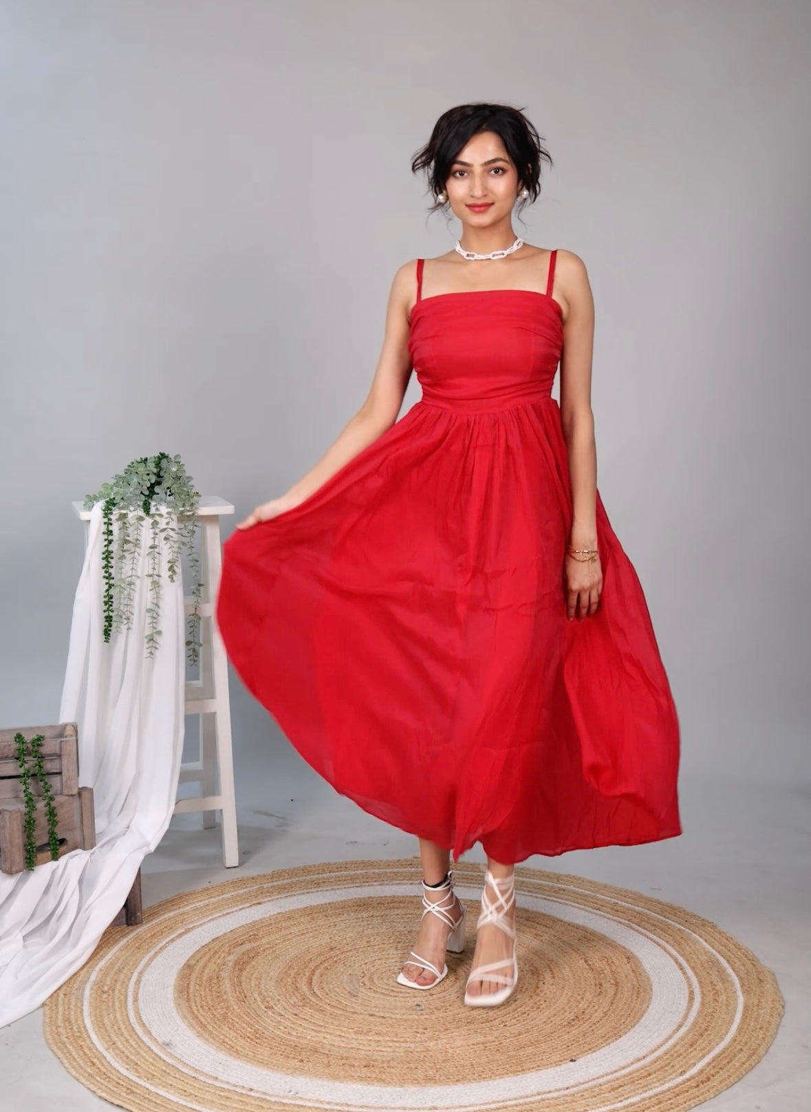Zeus Hot Pink Maxi Dress In Red