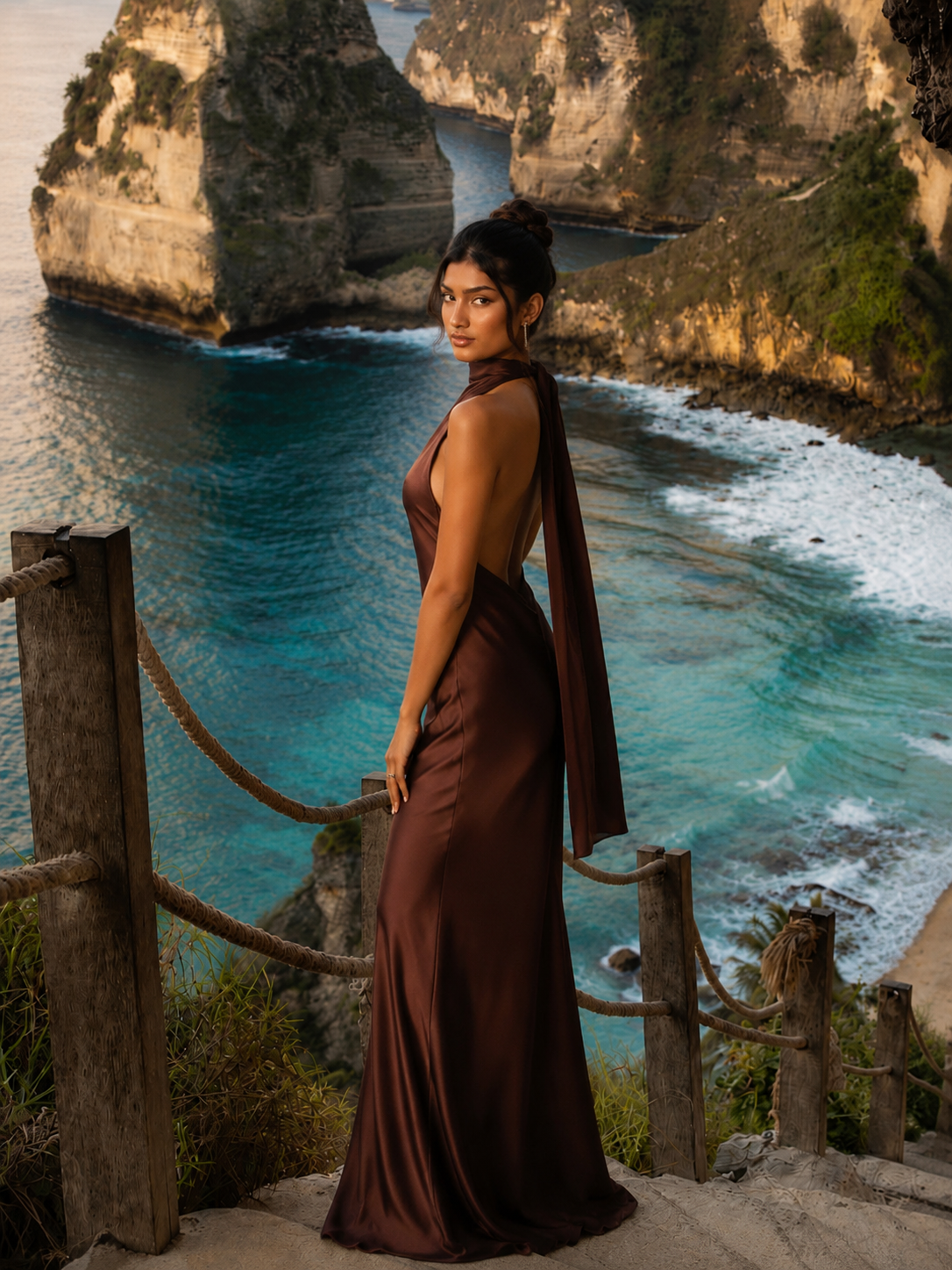 Rachel Halterneck Slit Maxi Dress