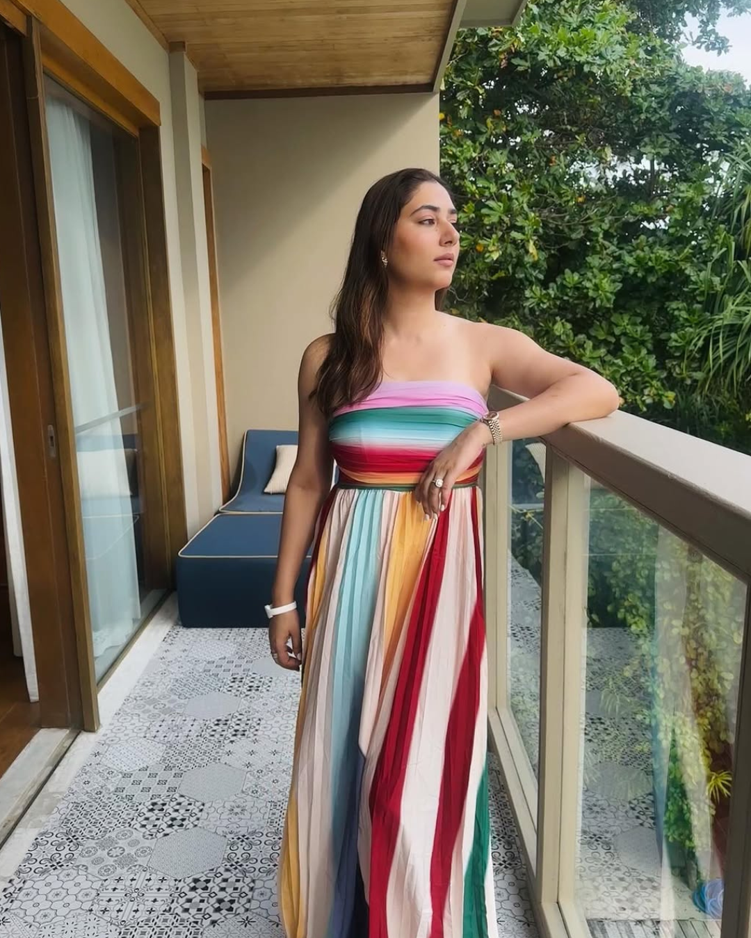 Mulberry Offshoulder Pleated Maxi Dress In Multicolor