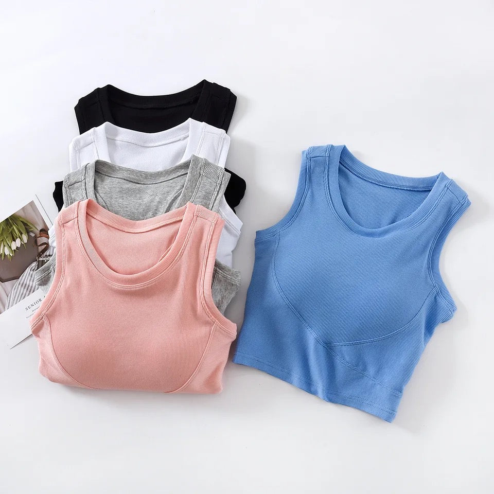 Baco Tank Tops with Inbuilt Bra In Blue
