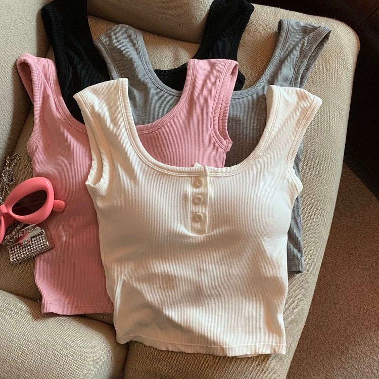 Maria Tank Tops with Inbuilt Bra In Pink