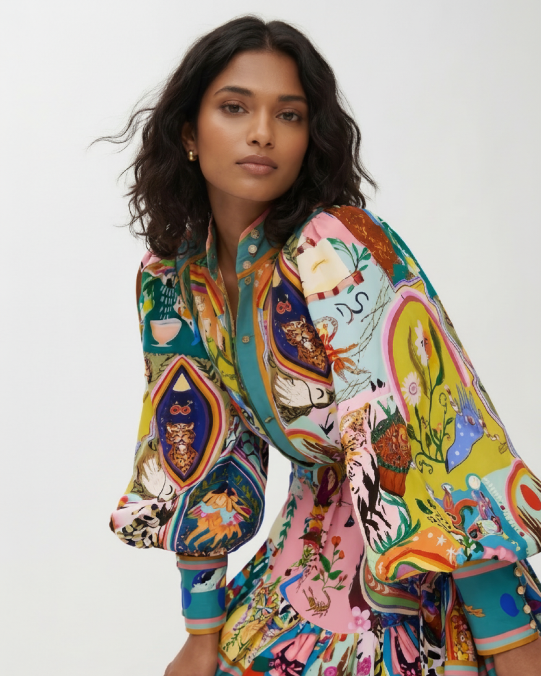 Arica Summer Abstract Printed Dress In Multicolor