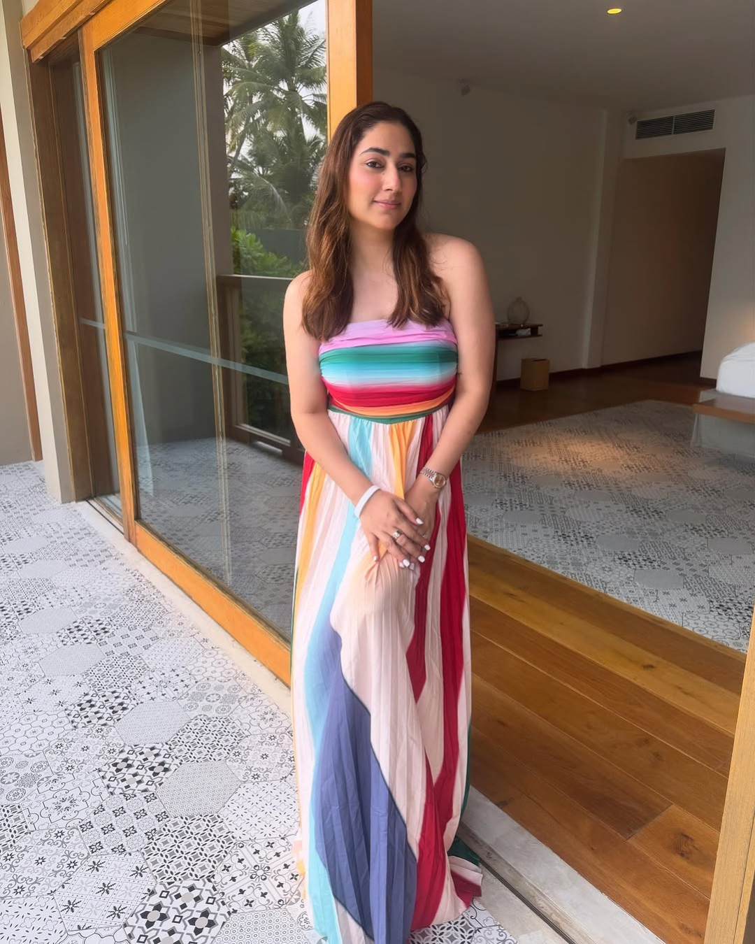 Mulberry Offshoulder Pleated Maxi Dress In Multicolor