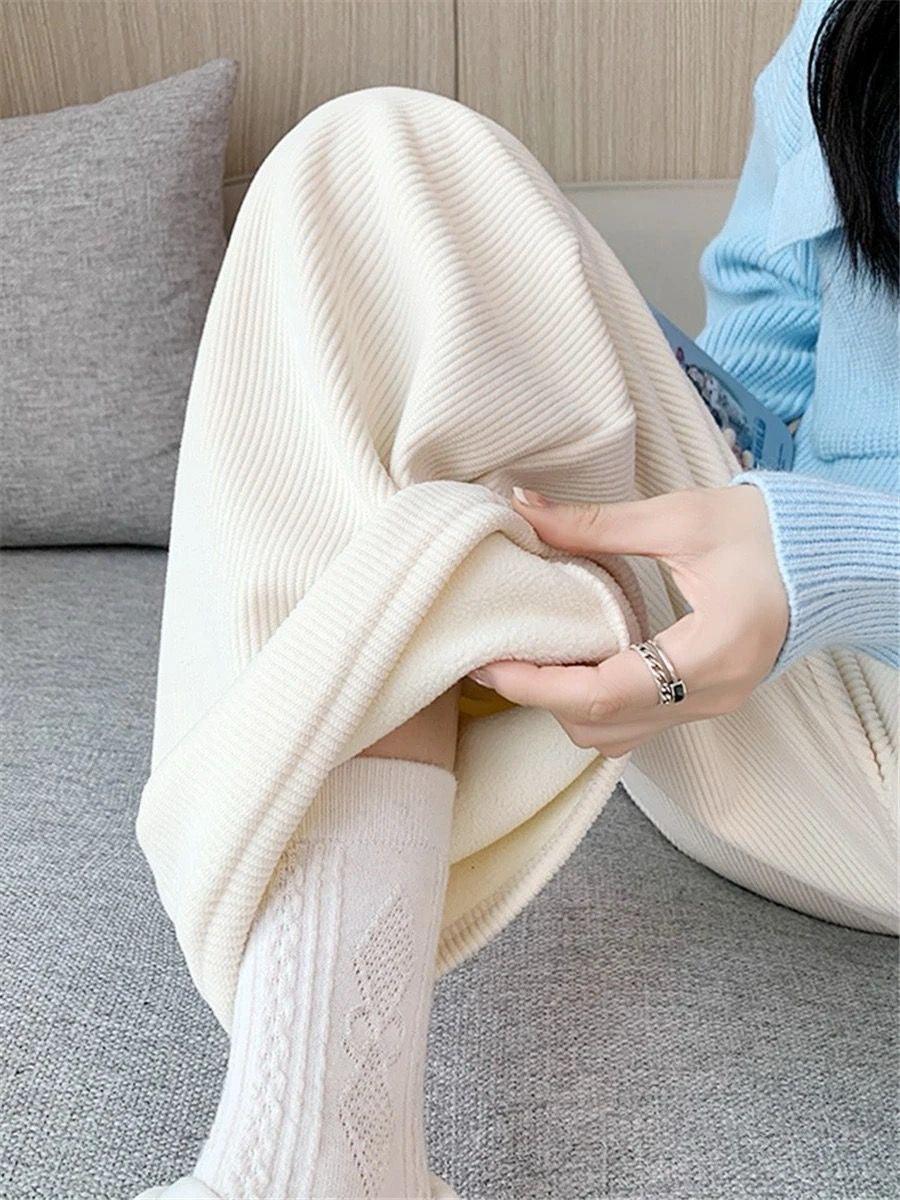 Marley Wide Leg Fleece Pants In Olive