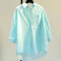 Lotus Striped Summer Oversized Shirt In Green