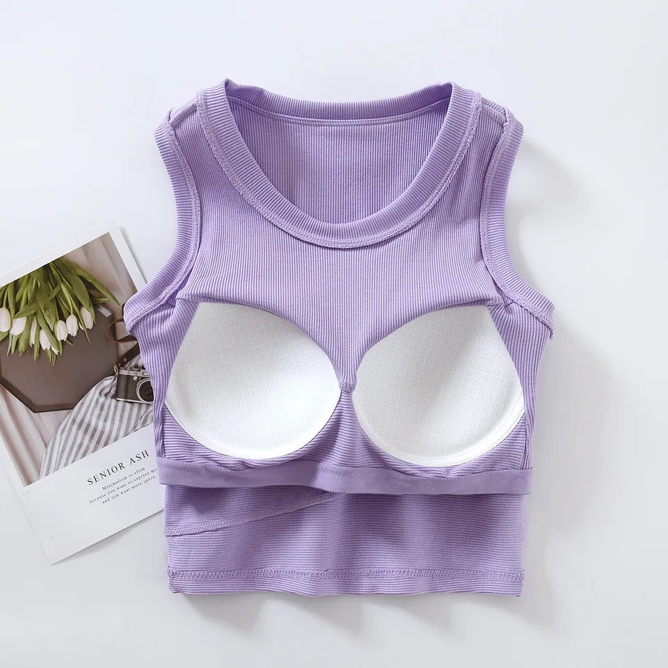 Baco Tank Tops with Inbuilt Bra In Black