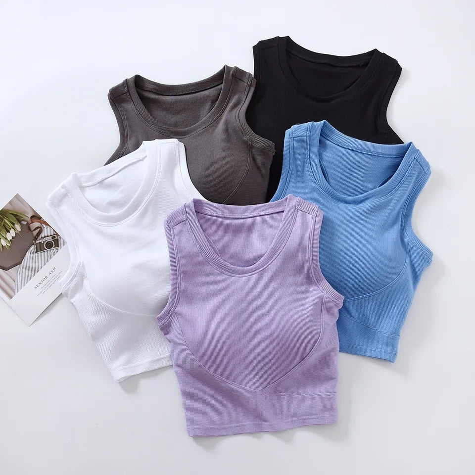 Baco Tank Tops with Inbuilt Bra In Black