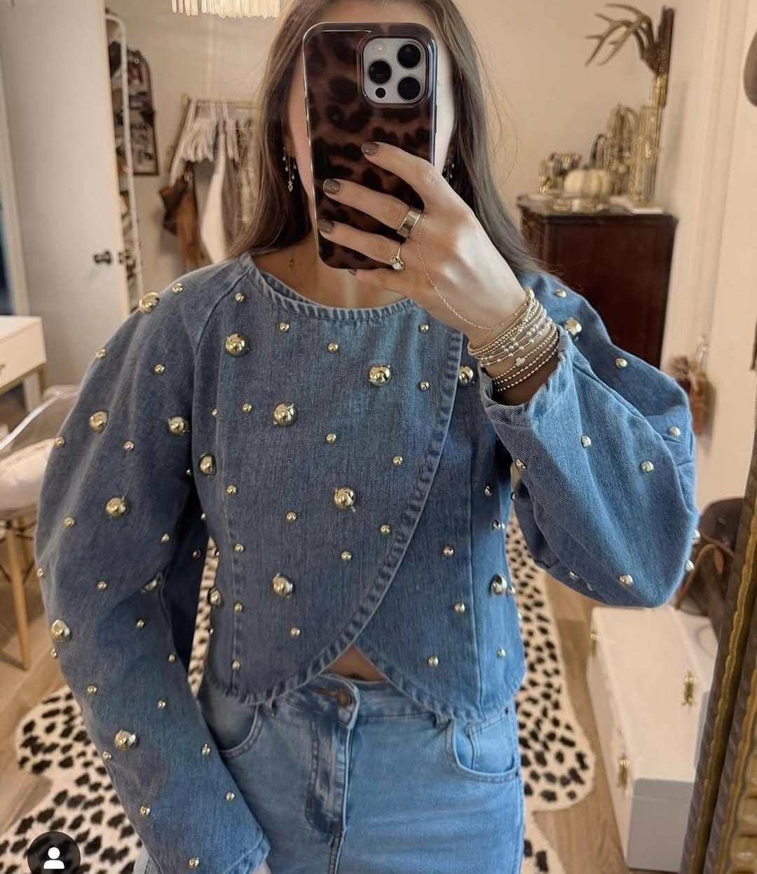 Yasmin Embellished Denim Blouse
