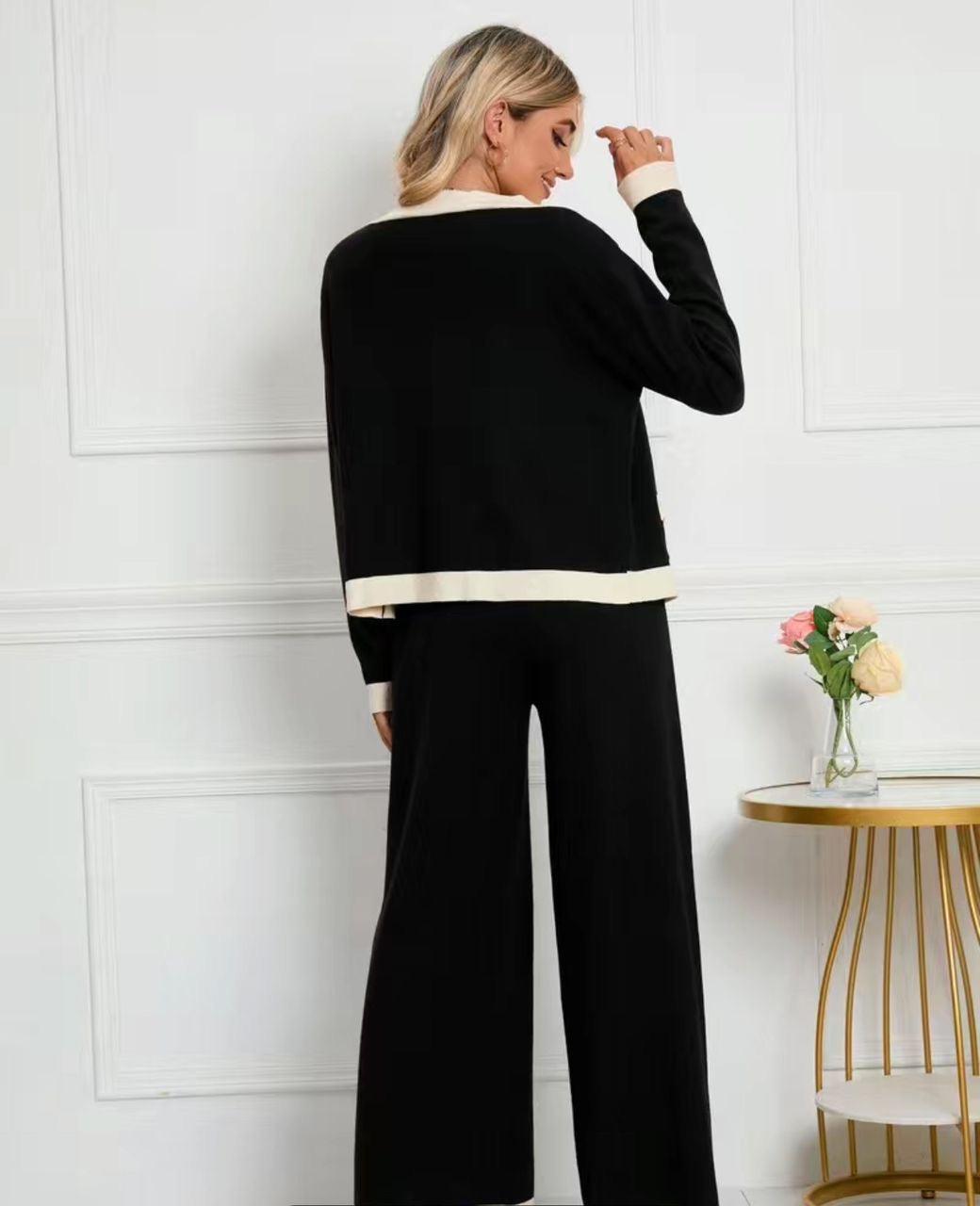 Payton Woollen Coord Set In Black